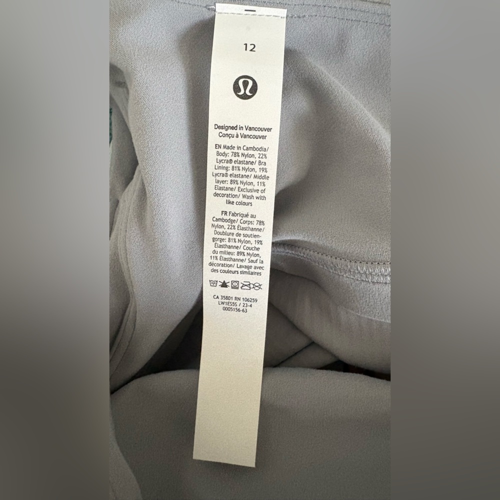 Lululemon Ribbed Nulu Asymmetrical Yoga Tank Top, Rhino Grey, 12, NWT - Picture 6 of 6
